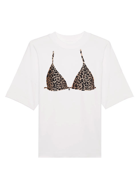 Crewneck Oversized T-shirt Leopard Bikini Brown